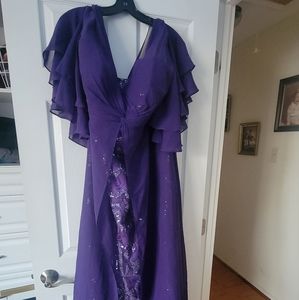 Purple Capped Sleeves floor length formal dress 👗